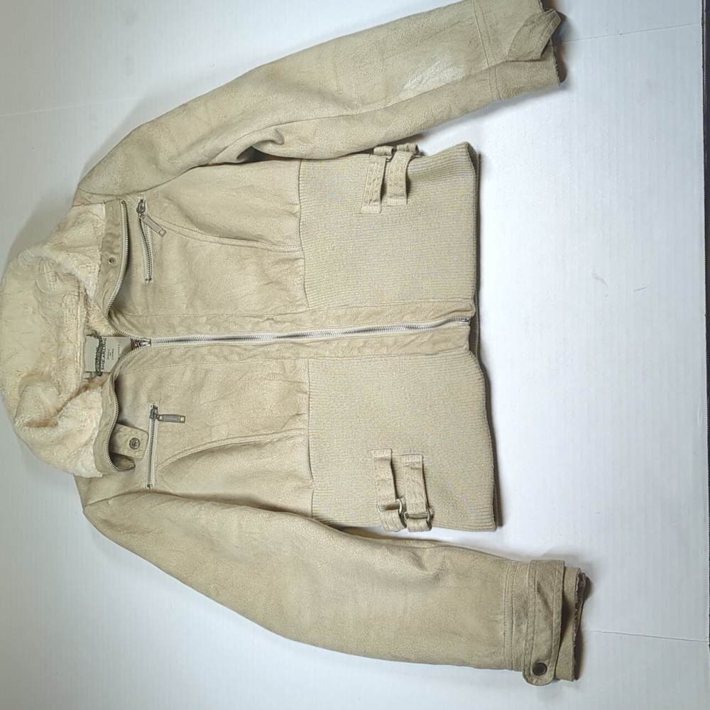 JUO JUO Faux tan colored shearling/suede jacket Size L